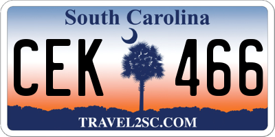 SC license plate CEK466