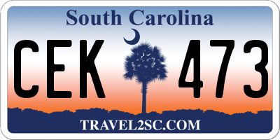 SC license plate CEK473
