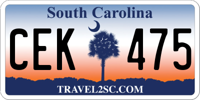 SC license plate CEK475