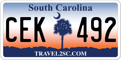 SC license plate CEK492