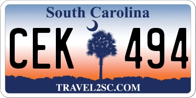 SC license plate CEK494