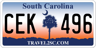 SC license plate CEK496