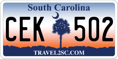 SC license plate CEK502