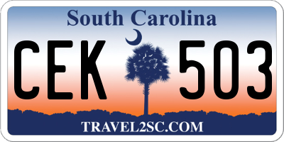 SC license plate CEK503