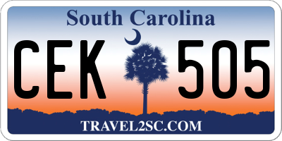SC license plate CEK505