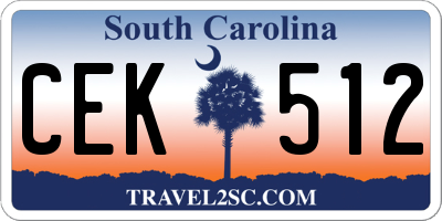 SC license plate CEK512