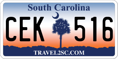 SC license plate CEK516