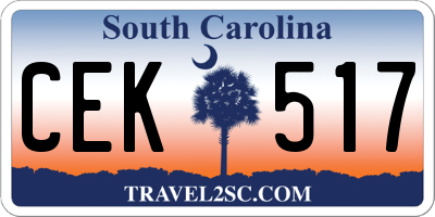 SC license plate CEK517