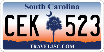 SC license plate CEK523