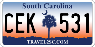 SC license plate CEK531