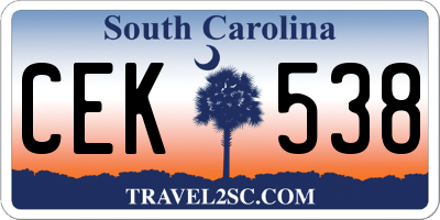 SC license plate CEK538