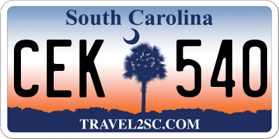 SC license plate CEK540