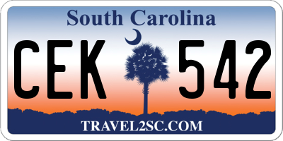 SC license plate CEK542