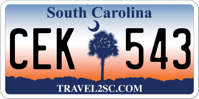 SC license plate CEK543
