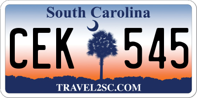 SC license plate CEK545