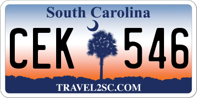 SC license plate CEK546