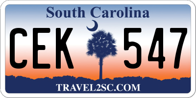 SC license plate CEK547