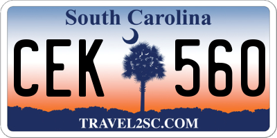 SC license plate CEK560