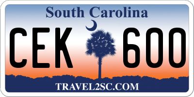 SC license plate CEK600