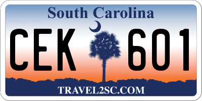 SC license plate CEK601