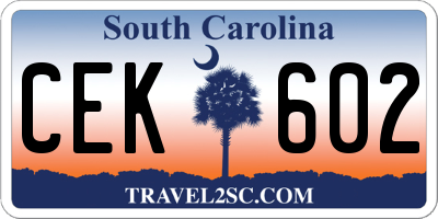 SC license plate CEK602