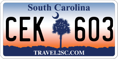 SC license plate CEK603
