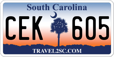 SC license plate CEK605