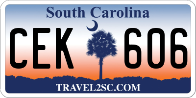SC license plate CEK606