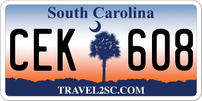 SC license plate CEK608