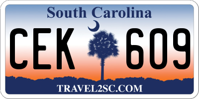 SC license plate CEK609