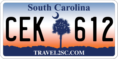SC license plate CEK612