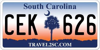 SC license plate CEK626