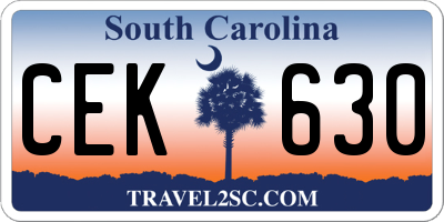 SC license plate CEK630