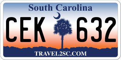 SC license plate CEK632