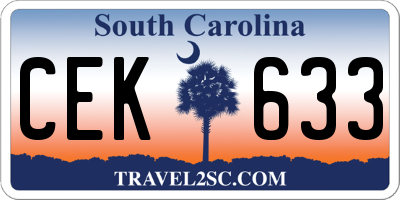 SC license plate CEK633