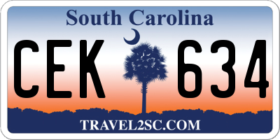 SC license plate CEK634
