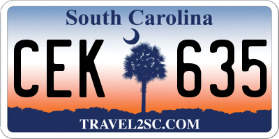 SC license plate CEK635