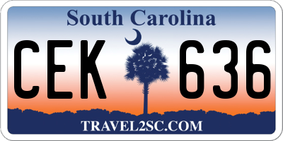 SC license plate CEK636