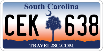 SC license plate CEK638