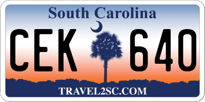SC license plate CEK640