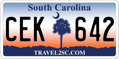 SC license plate CEK642