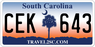 SC license plate CEK643