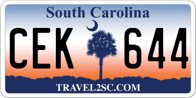 SC license plate CEK644