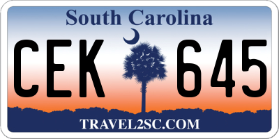 SC license plate CEK645