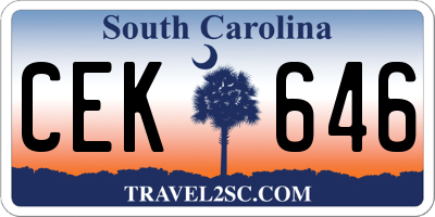 SC license plate CEK646