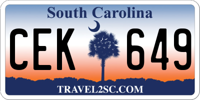 SC license plate CEK649