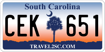 SC license plate CEK651