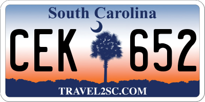 SC license plate CEK652