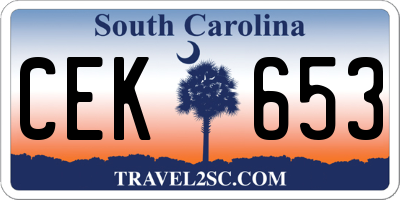SC license plate CEK653