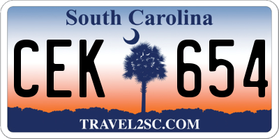 SC license plate CEK654